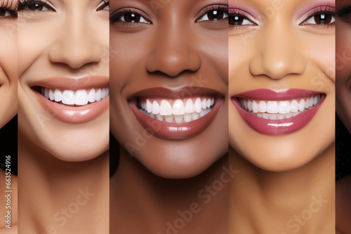 Radiant Grins Everywhere: A variety of cheerful faces with impeccable smiles. Perfect for dental services ads