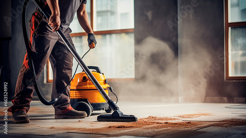 worker with protective uniform working in a construction site