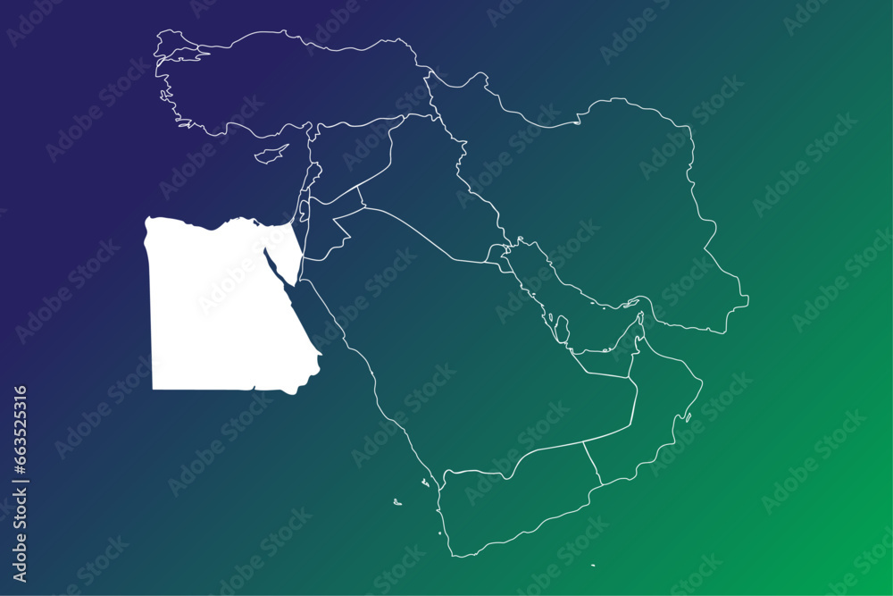 Vector graphic of modern editable map of Middle East with each country able to be color filled independently Vector graphic of modern editable map of Middle East with each country able to be color filled independently