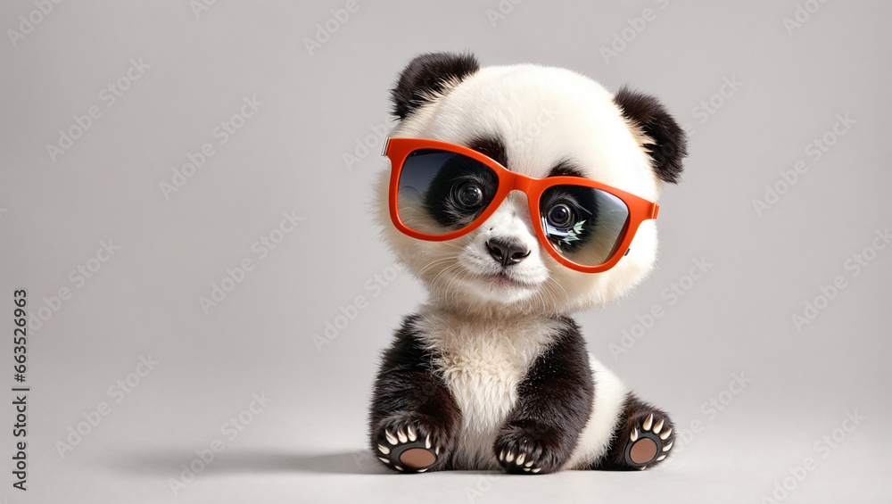 Funny panda in sunglasses