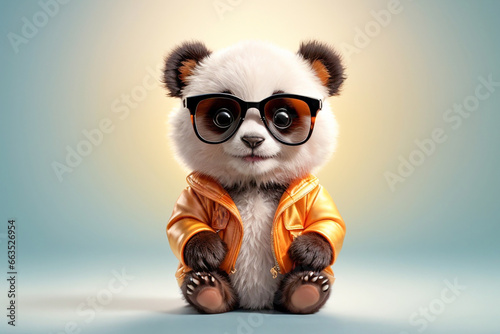 Funny panda in sunglasses