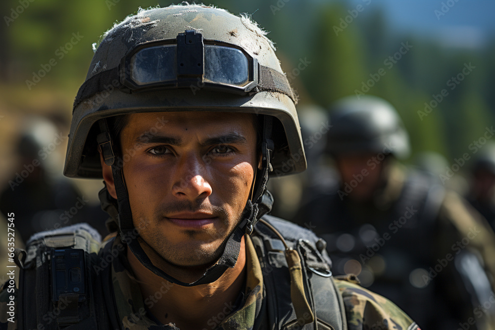 Portrait of a Soldier Gazing at the Camera, Wounded and Dirty After Combat Portrait of a Soldier Gazing at the Camera, Wounded and Dirty After Combat