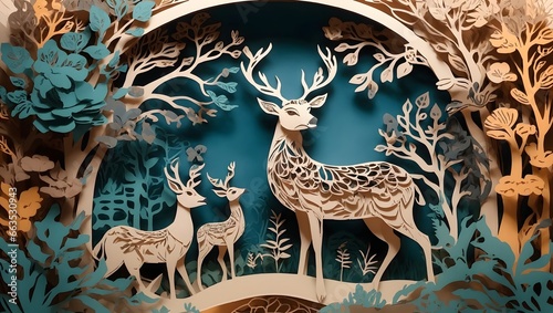 An Alluring Wildlife Illustration In An Enchanting Paper Cut Style Adding Depth And Texture To The Scene AI Generative © nomanmiazi