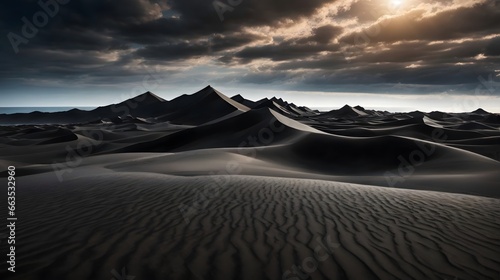 Black Sand Dunes Black Texture Black Sand Dunes Landscape Background Dune Background Desert Wallpaper AI Generative