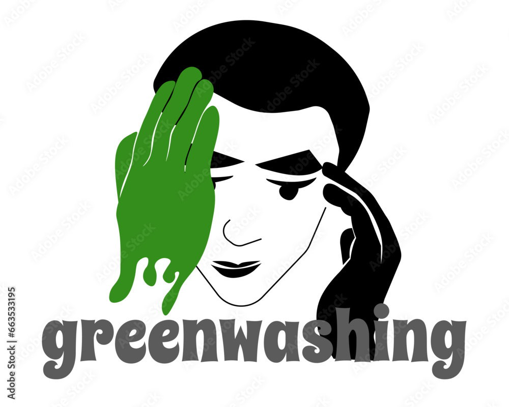 Greenwashing concept, idea showing falsehood of environmental measures