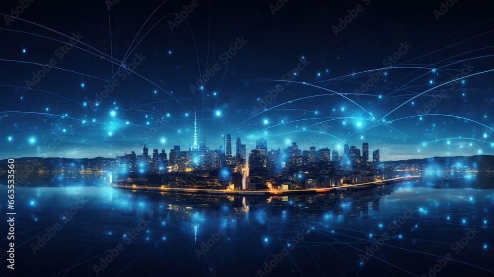 Smart city big data connected with modern technology concept. AI generated image