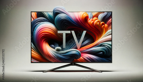 Modern Television with Colorful Abstract Swirls