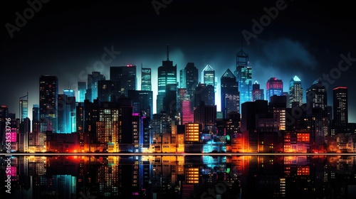 Urban Cityscape colorful light View. AI generated image © prastiwi