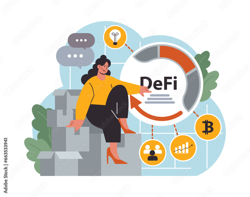 Obraz premium DeFi, decentralized finance. Smart distributed ledger