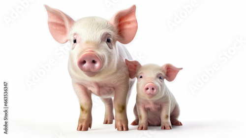 Newborn Piglet with mother pig