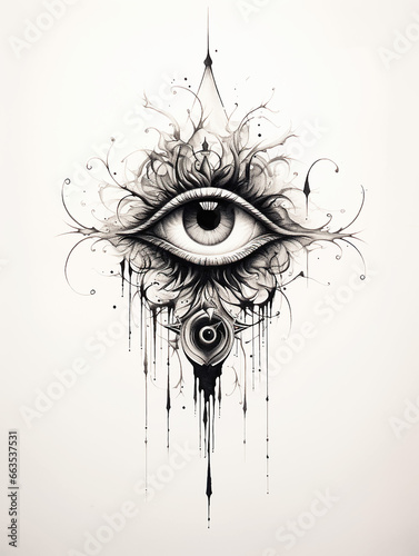 Eye Masons All-seeing Occult Tattoo Print Stamp Vintage photo