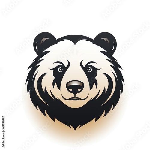 minimalistic logo with cute panda bear head on white background