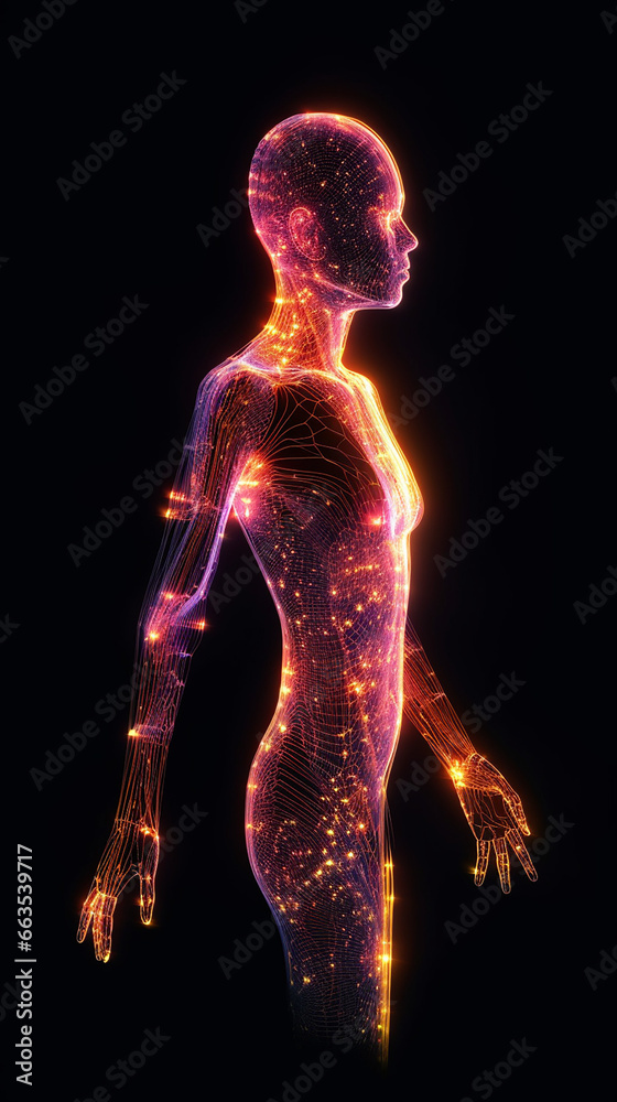 person with fireworks on night background created with Generative Ai person with fireworks on night background created with Generative Ai