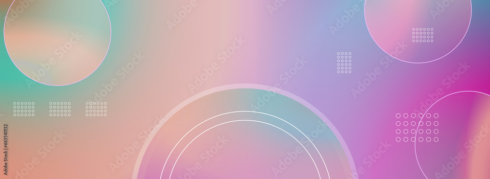 Colorful pastel background. Yellow, green, purple and pink. Background in glassmorphism style with empty space. The circle color gradation greats for wallpapers, banners, birthday invitations. - obrazy, fototapety, plakaty 