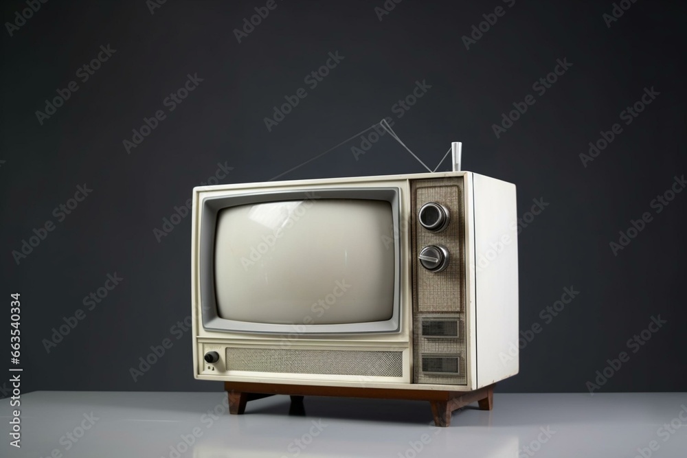 Classic television set on a plain white backdrop. Generative AI