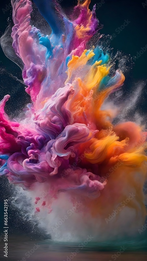 Dynamic Motion Of Colored Powder Exploding In Water Smoke Background Splash Ink Background Explosion Powder Texture Wallpaper Colorful Paint Background AI Generative