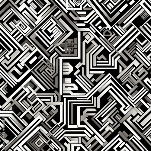 seamless pattern with symbols and elements created with Generative Ai