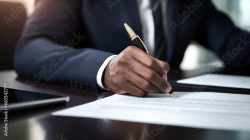 CEO signing a partnership agreement during a corporate meeting generative ai