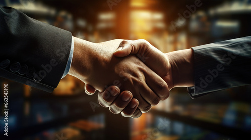 handshake between business partners after reaching a successful agreement generative ai