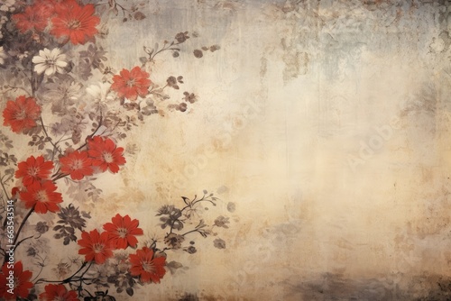 Vintage background with flowers  floral elements on grunge texture  ai generated