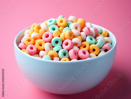 Cereal background. Colorful breakfast food, Generative AI