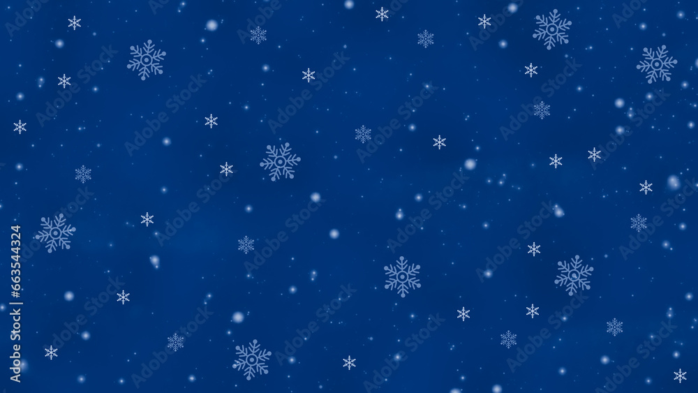 Snowflakes on a dark blue background. Snowfall. Christmas background. Snowflakes on a dark blue background. Snowfall. Christmas background.
