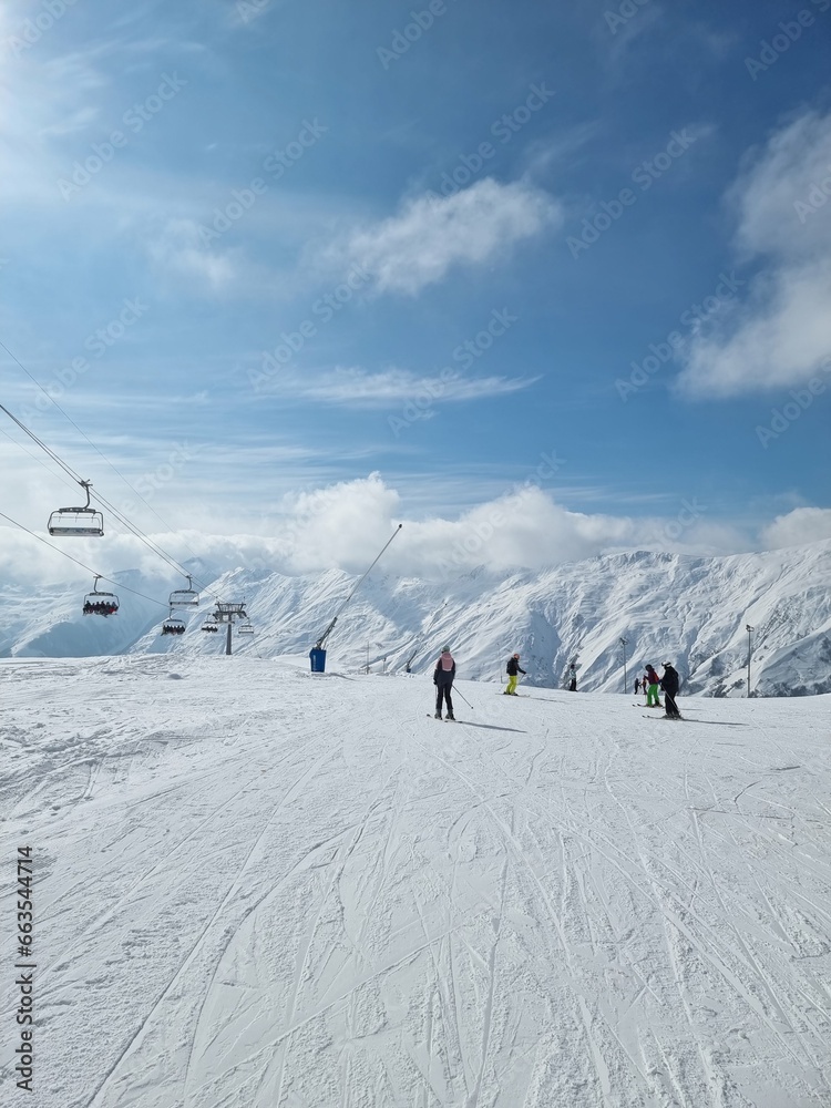 shooting at a ski resort, ski landscape