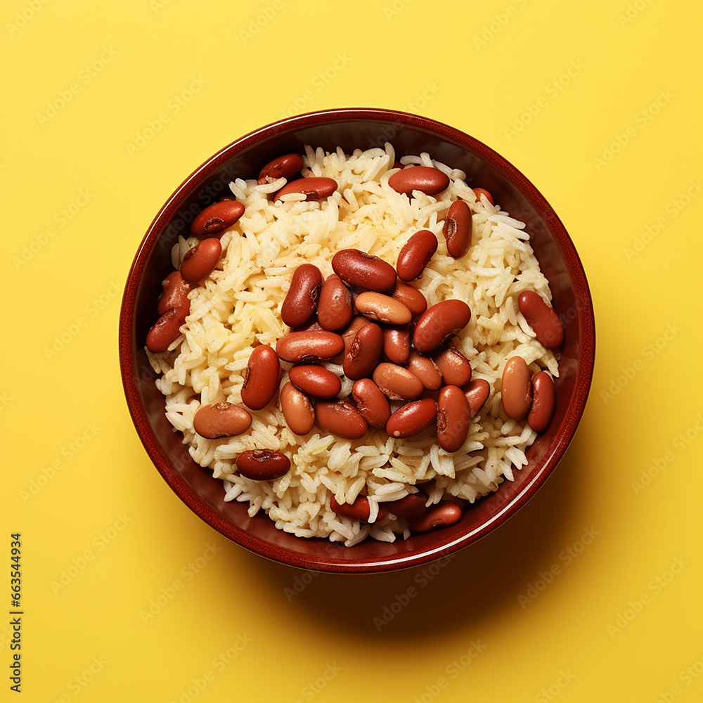 beans in a brown bowl with rice and seasonings created with Generative Ai beans in a brown bowl with rice and seasonings created with Generative Ai