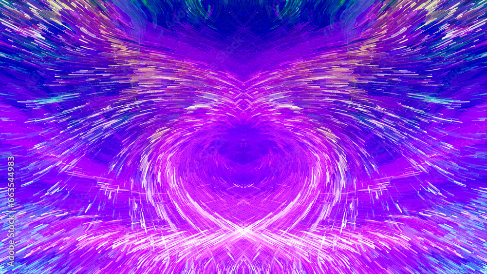 Fototapeta premium Vibrant fractal world. Neon glows, seamless textures, abstract patterns. Versatile for web, decor, packaging. Watercolor-style abstraction. Floral Effect Extruded Cubes Art Web Background