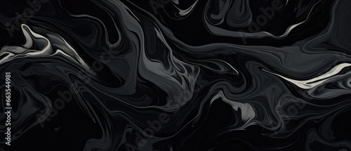 Abstract liquid marble background, stirred black paint texture, ai generated