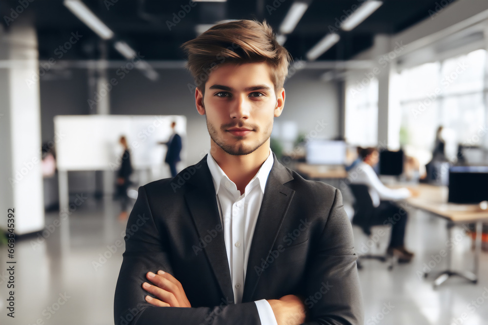 Portrait of a businessman posing with his arms crossed in the office Portrait of a businessman posing with his arms crossed in the office
