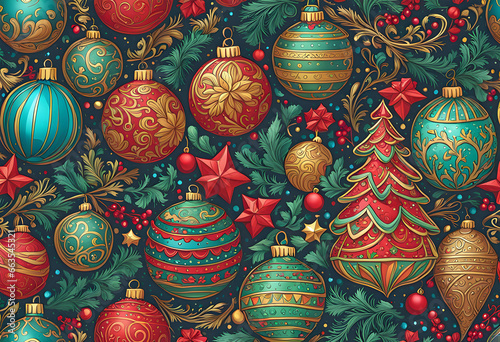 Christmas themed line color cartoon pattern, seamless illustration of Santa Claus, Merry Christmas. © Perecciv