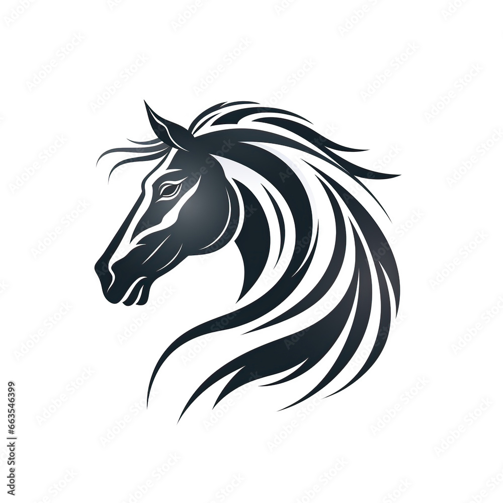 minimalistic logo emblem tattoo with a horse head on white isolated background