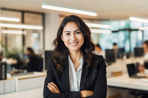Smiling young asian businesswoman in the office.