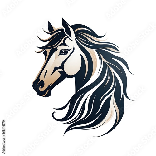 minimalistic logo tattoo with a horse head on white background