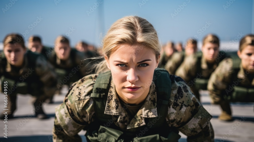 Women soldiers doing sports