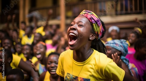 Young African American girl laughs