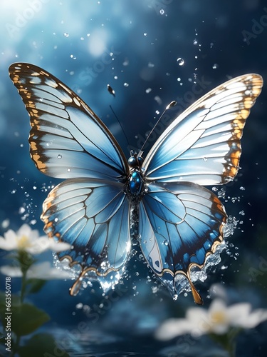 Butterflies fly over the water, AI generated © HENI