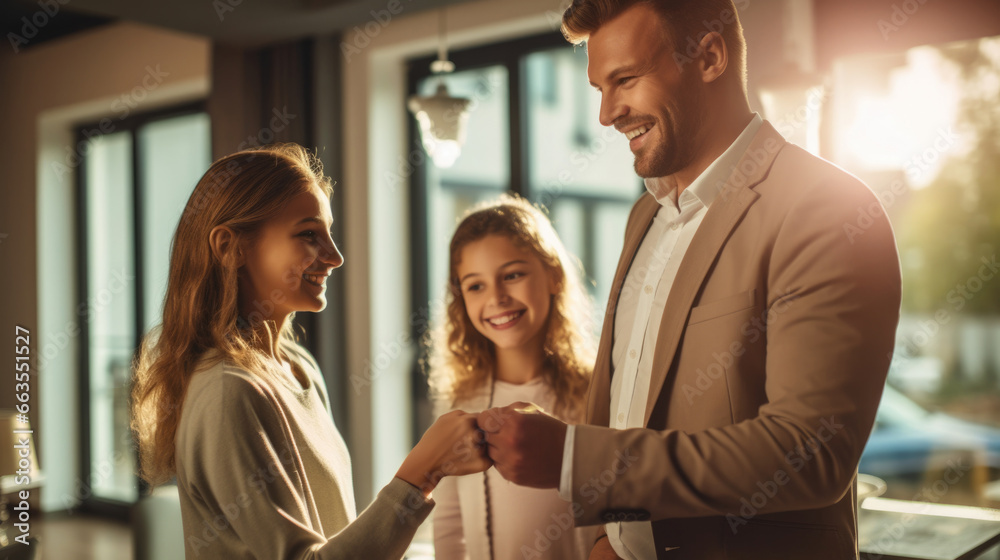 Fototapeta premium estate agent discussing mortgage options with a client generative ai