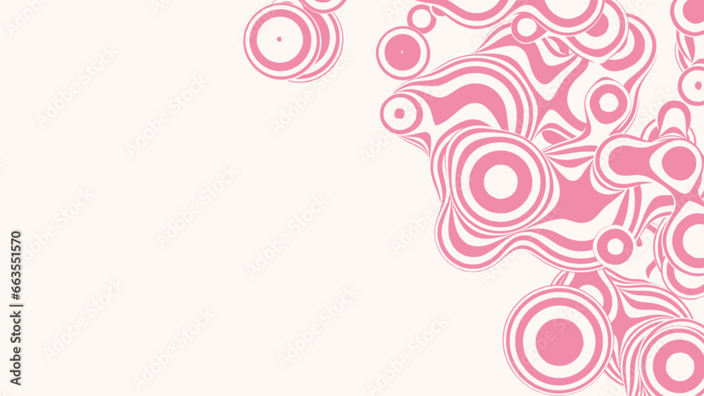 Liquid 3D lollipop metaball, with organic structure. Abstract vector candy background. Fluid fun pink shapes.