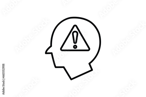 Idea error icon. head with exclamation mark. icon related to warning, notification. suitable for app, user interfaces, printable etc. Line icon style. Simple vector design editable