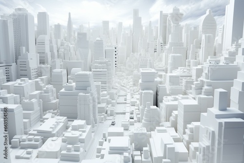 white 3D cityscape. Generative AI