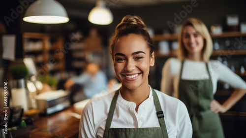 Smiling barista in a coffee shop