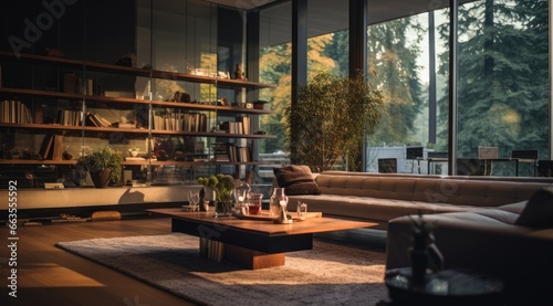 Interior design, natural lighting, cinematic shot, beautiful environment, interiors filled with light, sofa and living space, high stud, ceilings