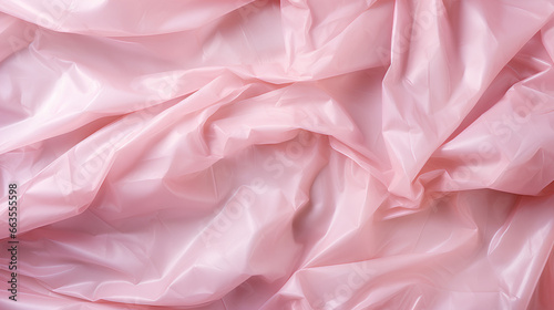 Wrinkled pink plastic texture. Concept of sustainability. Background.