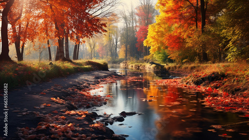 colorful autumn landscape with a beautiful forest