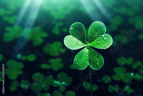 Three-leaf clover isolated on green background, Generative AI
