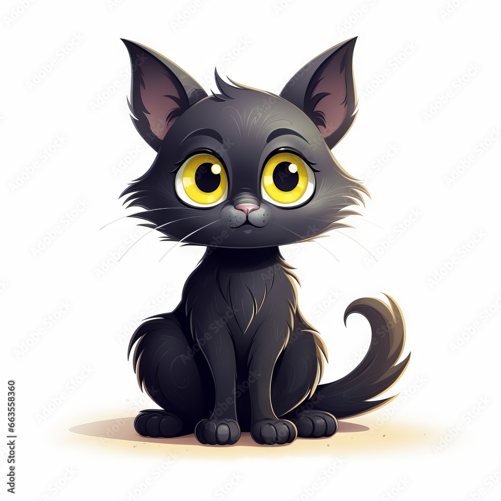 Adorable and humorous black cat character, Generative AI Adorable and humorous black cat character, Generative AI