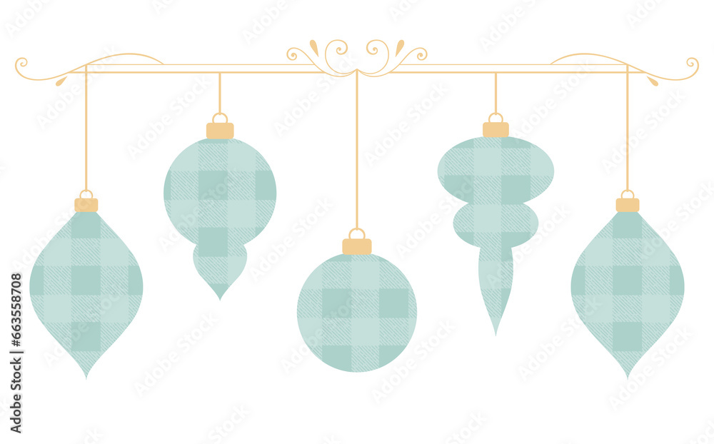 Buffalo plaid teal ornaments
