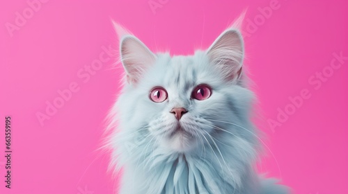 cute cat on pink background